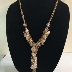 LOFT brushed brass tassel necklace